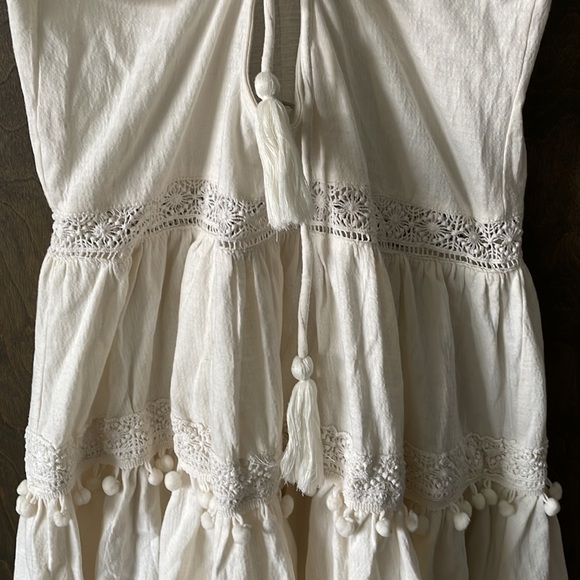 Cream Crochet Lace Pom Dress - Picture 5 of 6
